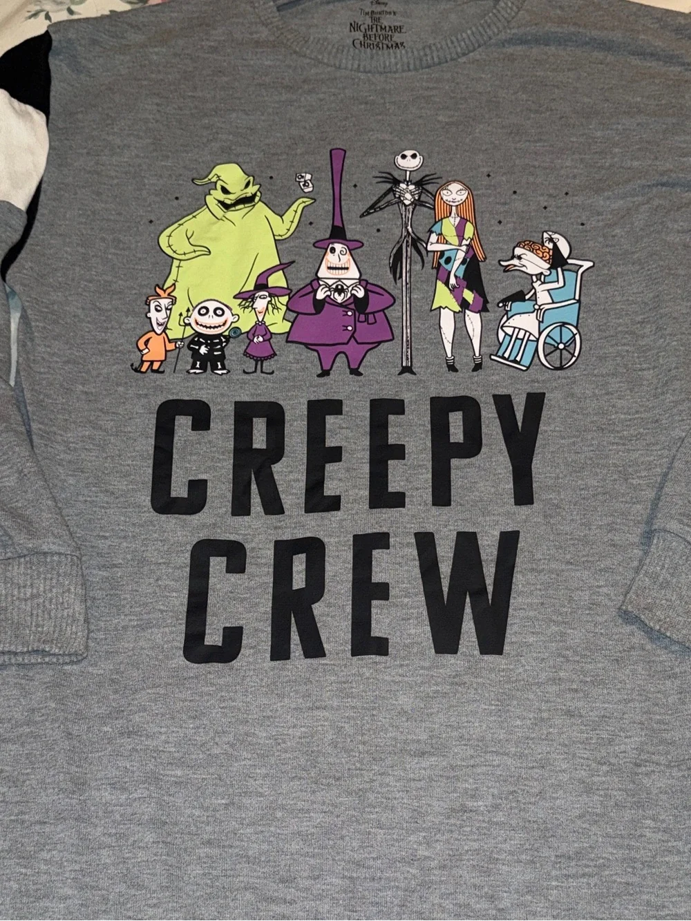 Disney Nightmare Before Christmas Creepy Crew Sleep Shirt Dress Gray Sz Med NWOT